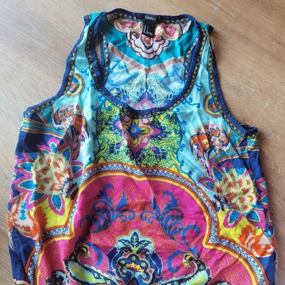 Boho Crop Colourful Tank Top Forever 21 - Picture 1 of 3